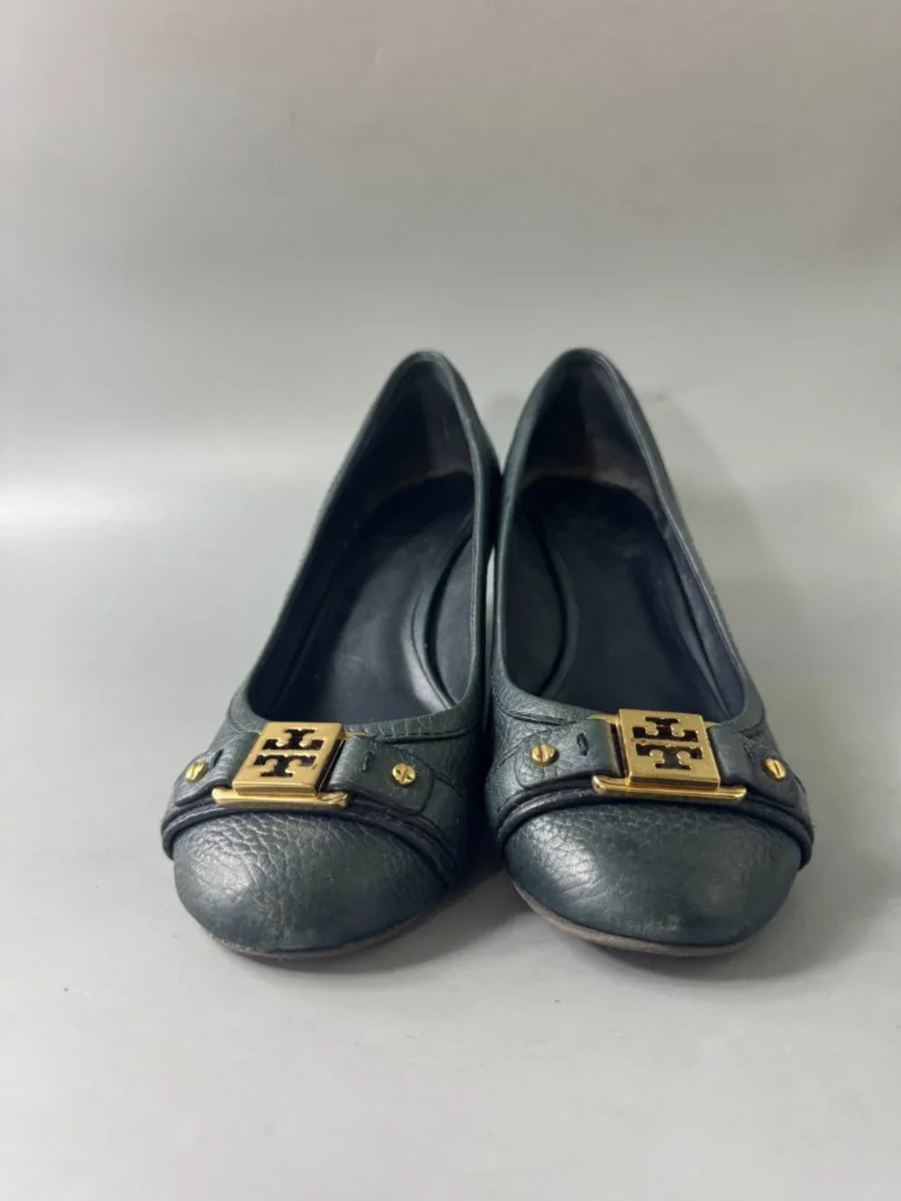 Tory Burch Deep Green Leather Wedges